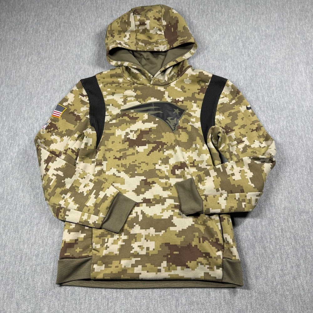 Nike Hoodie Boys‎ L Camo Pullover New England Patriots NFL Dri-Fit Football Warm
